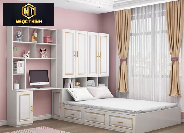 GIƯỜNG NGỦ KẾT HỢP TỦ QUẦN ÁO TIỆN LỢI MẪU 08